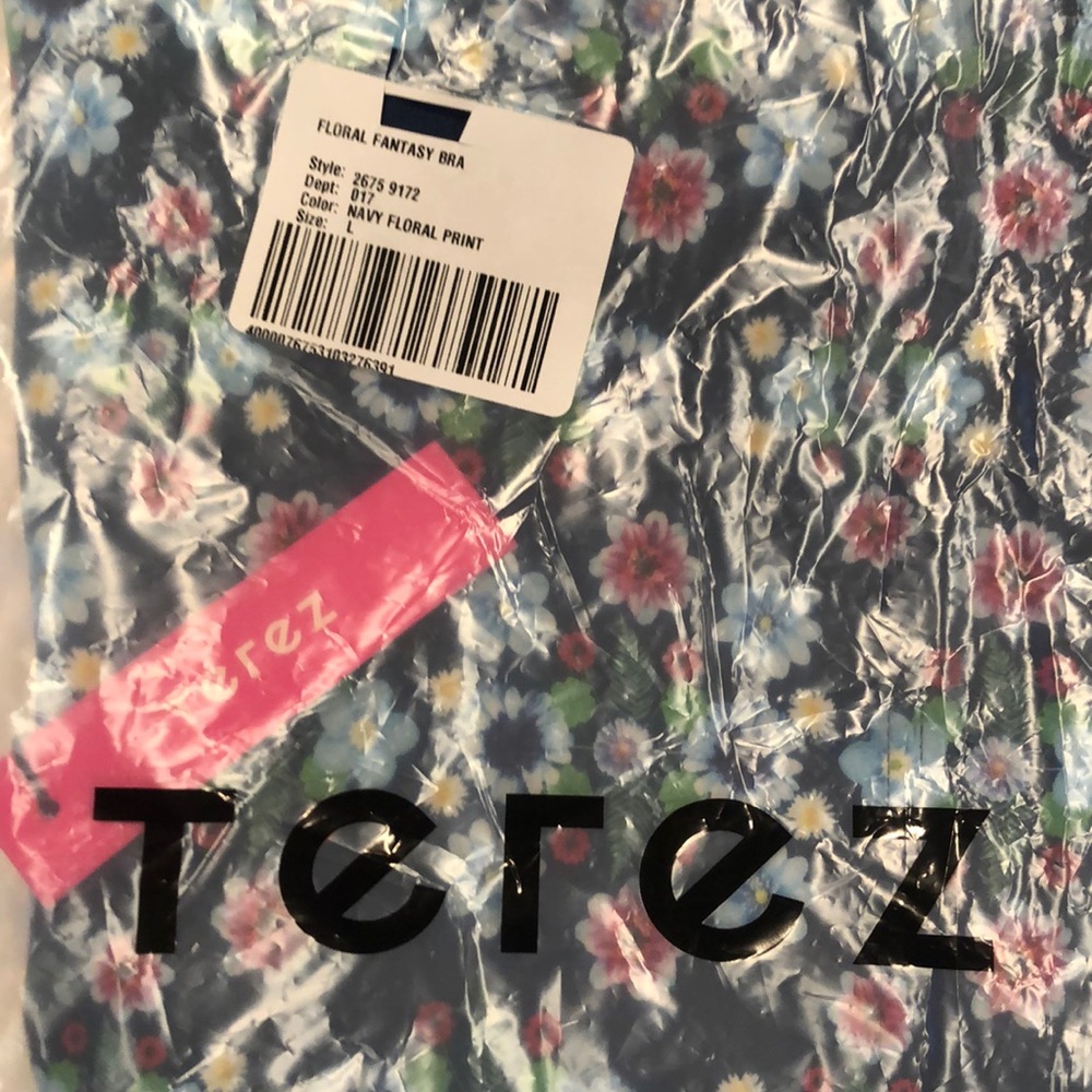 TEREZ NWT FLORAL FANTASY SPORTS BRA NAVY MEDIUM - Picture 4 of 6